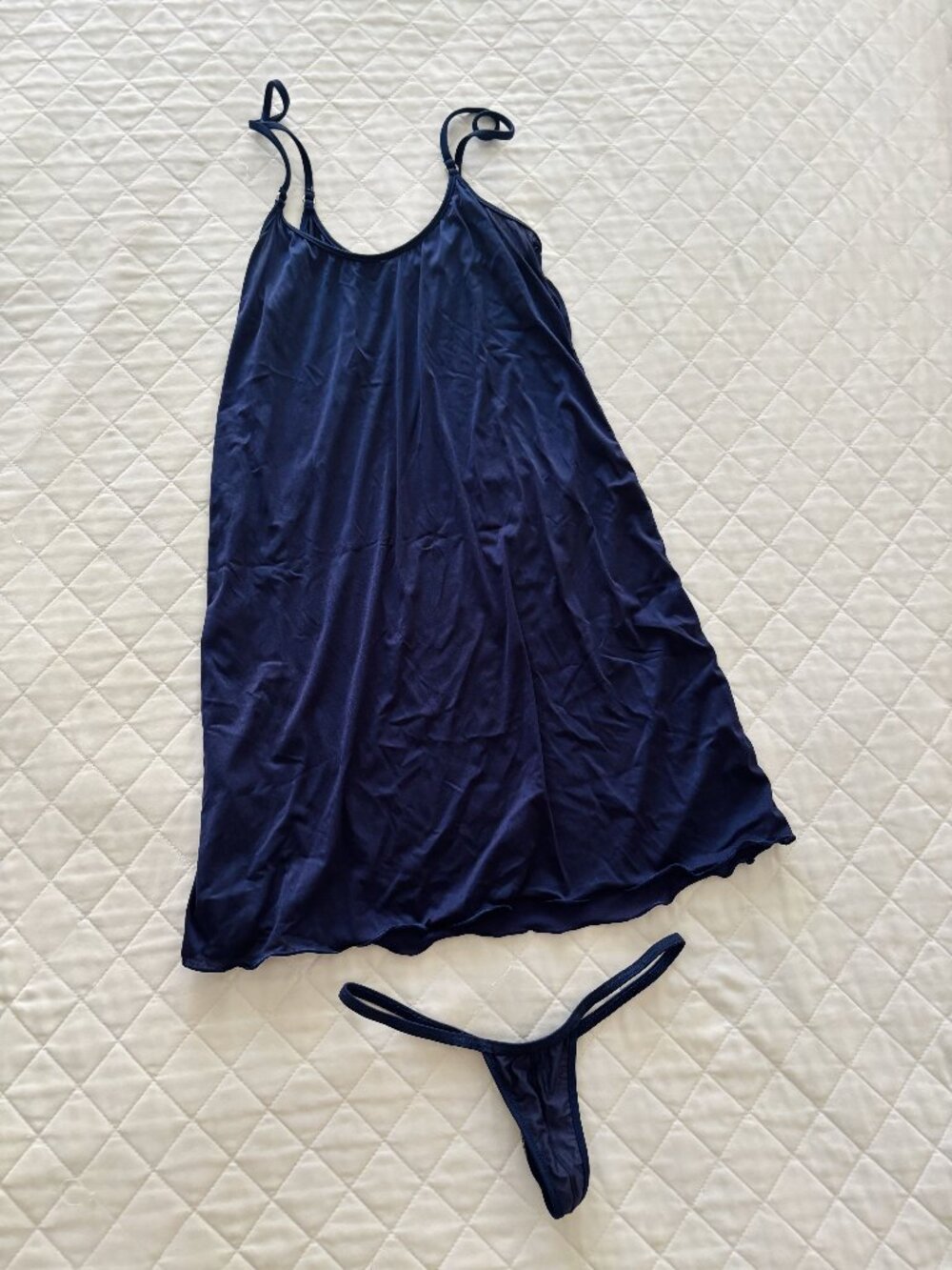 Wicked Weasel Mesh Navy Blue Slip & Thong Lingerie Set - NWOT